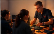 Students working with electronics